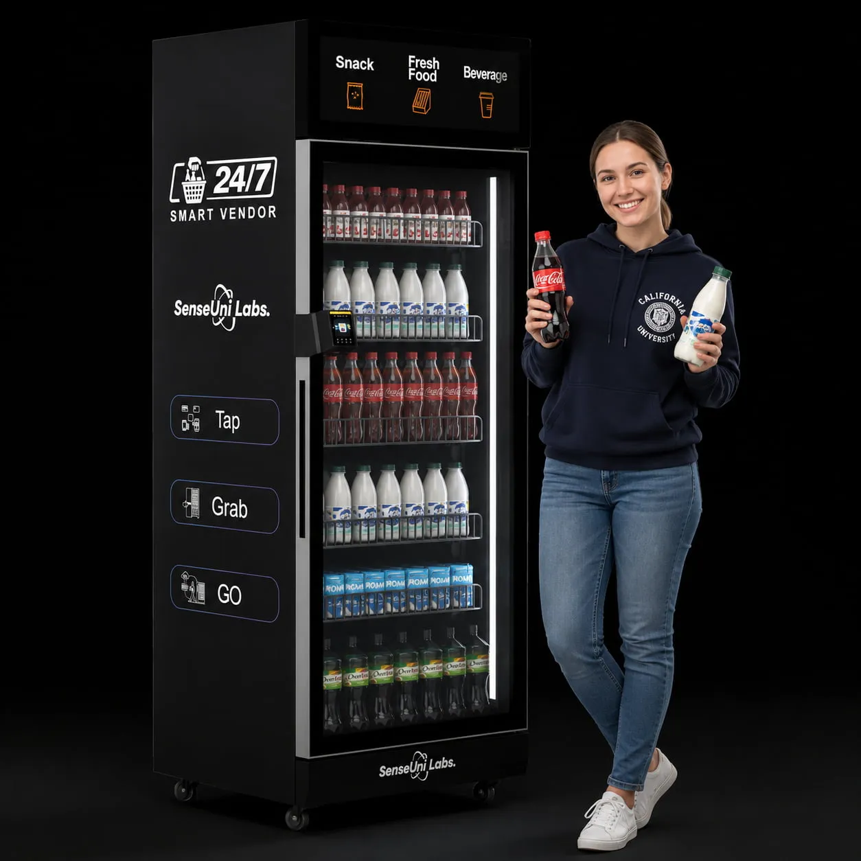 Cabinet door closing with an automatic charge and instant mobile receipt